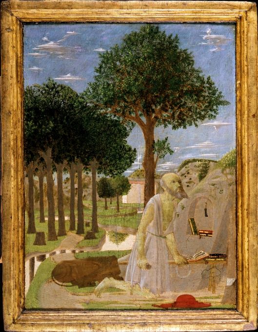 Piero della Francesca, Landschaft mit dem büßenden heiligen Hieronymus, 1450 © Foto: Gemäldegalerie der Staatlichen Museen zu Berlin - Preußischer Kulturbesitz: Jörg P. Anders