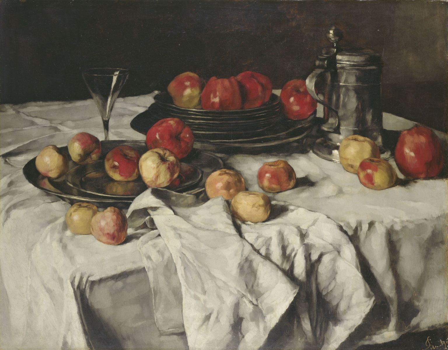Carl Schuch: Stillleben mit Äpfeln (1876);  (c) bpk / Nationalgalerie, SMB / Andres Kilger