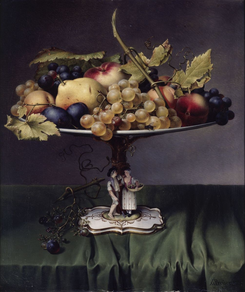 Johann Wilhelm Preyer: Früchte auf einer Porzellanschale<br /> (1832);  (c) bpk / Nationalgalerie, SMB / Jörg P. Anders