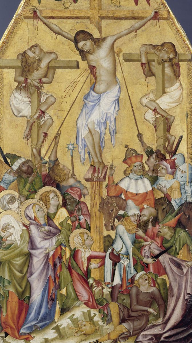 Böhmischer Meister: Die Kreuzigung Christi (Kaufmannsche Kreuzigung), um 1350 © bpk / Gemäldegalerie, SMB / Jörg P. Anders