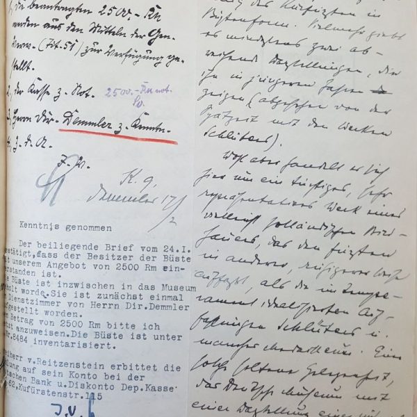 Eine Notiz von Dr. Theodor Demmler, 1934 © Staatliche Museen zu Berlin, Zentralarchiv