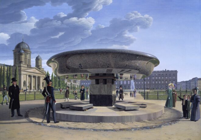 Johann Erdmann Hummel, Die Granitschale im Berliner Lustgarten, 1831, Öl auf Leinwand, © Staatliche Museen zu Berlin, Nationalgalerie / Jörg P. Anders