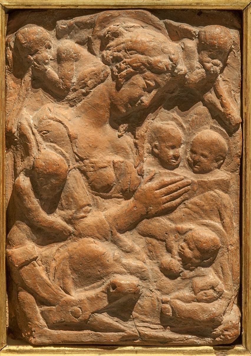 Donatello, Maria mit Kind und Fünf Engeln, um 1455-60, Terrakotta, mit Resten einer Farbfassung, © Staatliche Museen zu Berlin, Skulpturensammlung / Antje Voigt