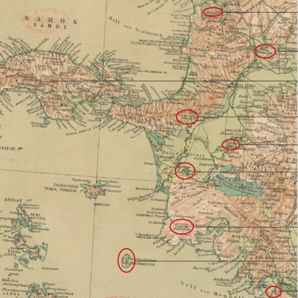 Karte der Region um den Grabungsort Samos Anfang des 20. Jahrhunderts © Staatliche Museen zu Berlin, Antikensammlung