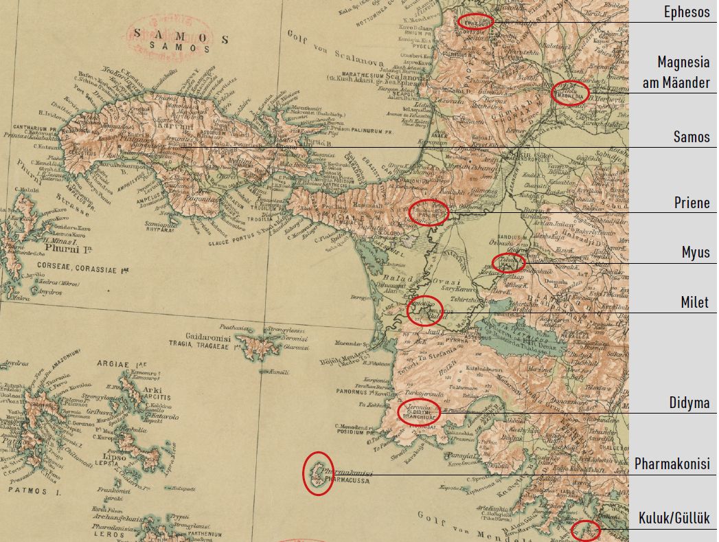 Karte der Region um den Grabungsort Samos Anfang des 20. Jahrhunderts © Staatliche Museen zu Berlin, Antikensammlung