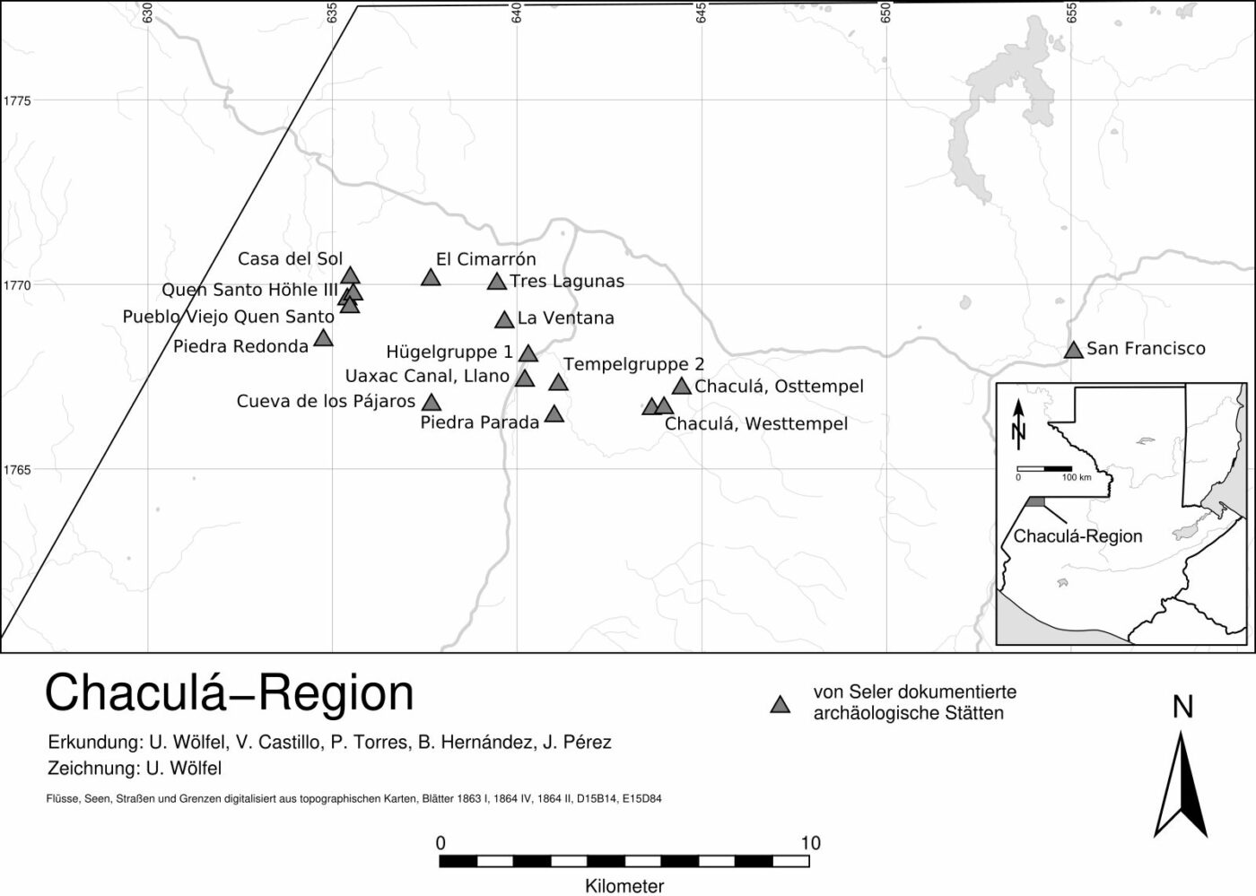 Karte der Chaculá-Region, Zeichnung U. Wölfel