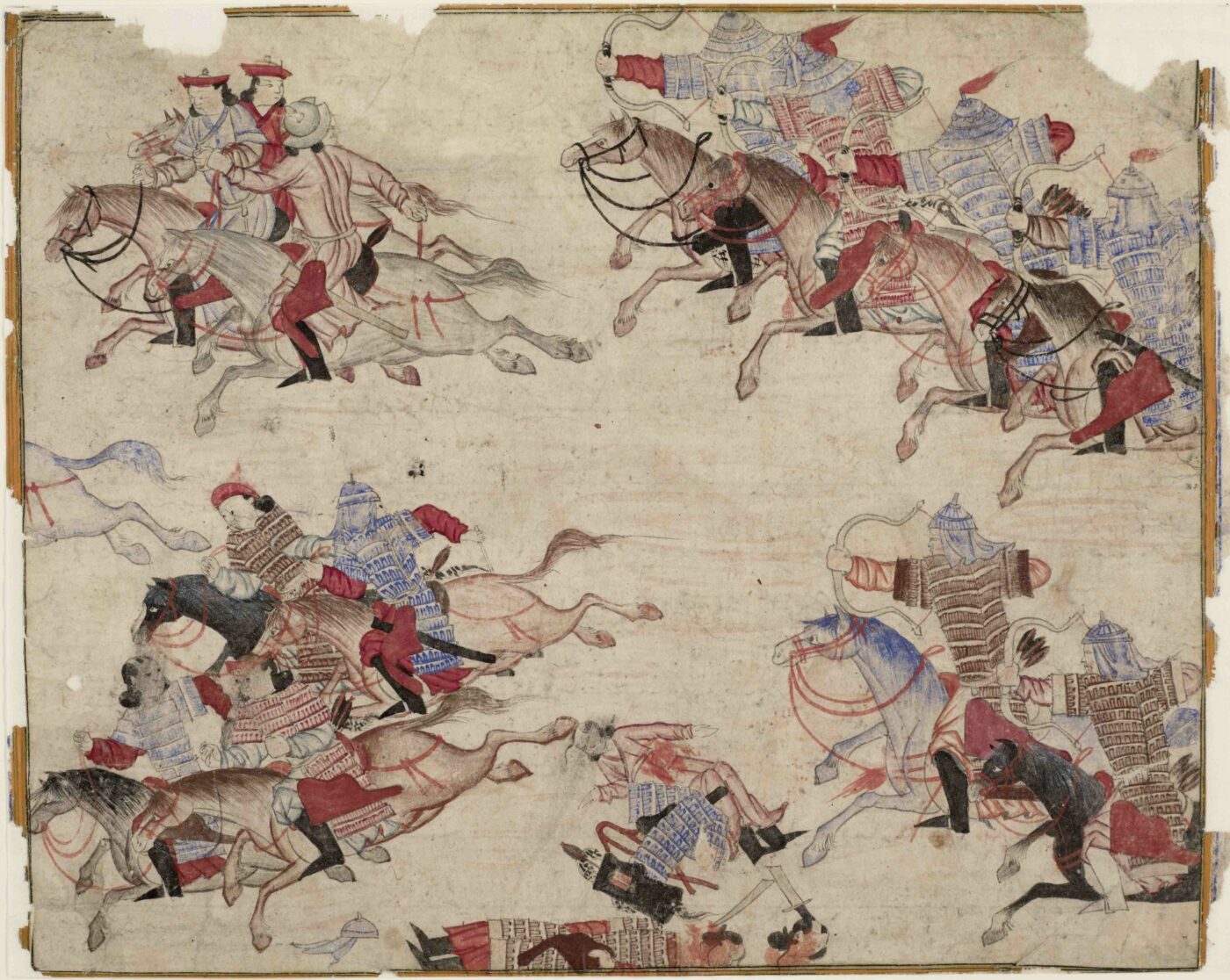 Gepanzerte Reiter und Mongolen © Staatsbibliothek zu Berlin – Preußischer Kulturbesitz, Orientabteilung, Diez A fol. 71 S. 58