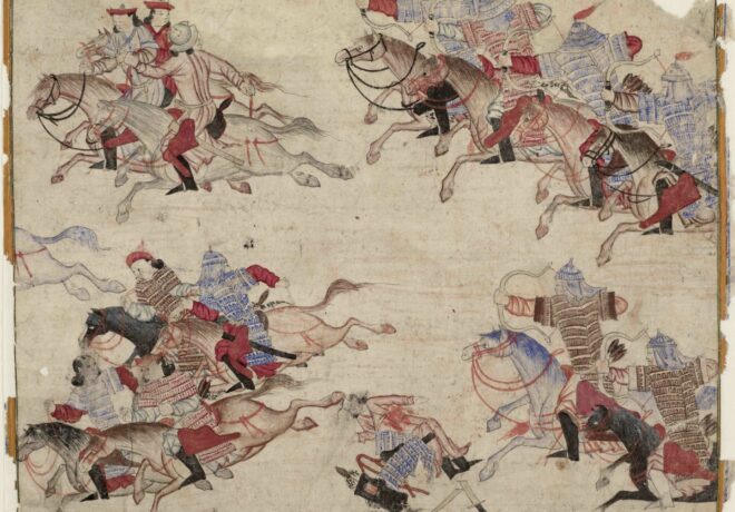 Gepanzerte Reiter und Mongolen © Staatsbibliothek zu Berlin – Preußischer Kulturbesitz, Orientabteilung, Diez A fol. 71 S. 58